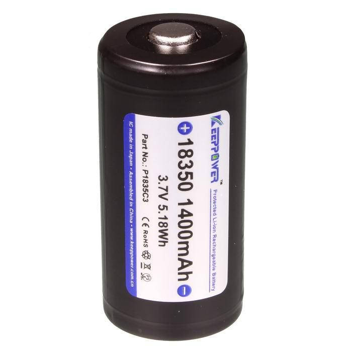 

Аккумулятор Keeppower 18350 1400 mAh P1835C3 (Черный)
