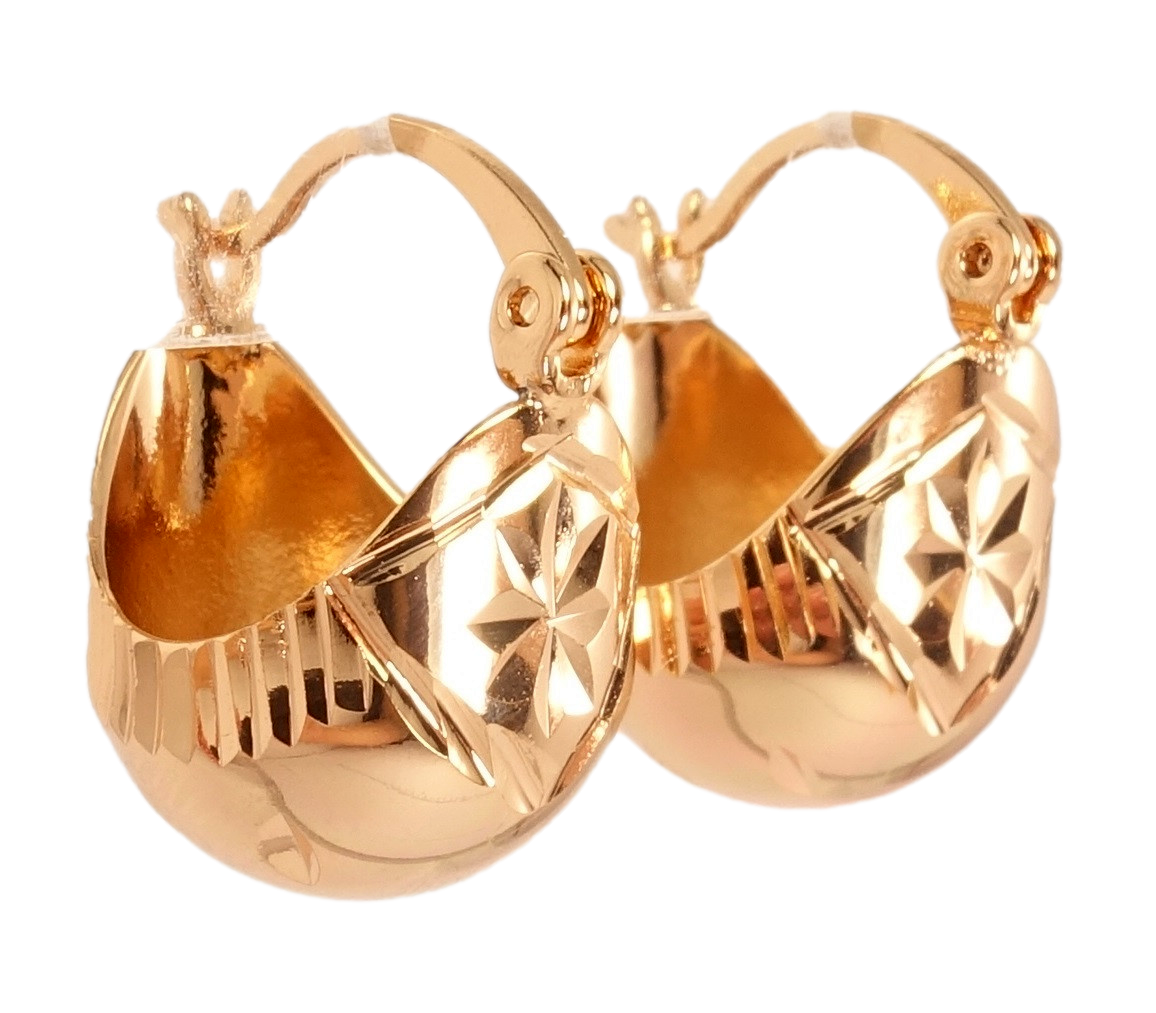 

Серьги Xuping Позолота 18K замок-булавка "Декоративные корзинки с узором алмазные звездочки и насечки"