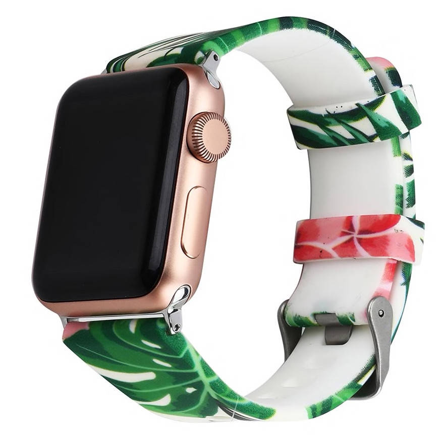 

Ремешок для Apple Watch (42/44 mm) Premium Print Green Leaves
