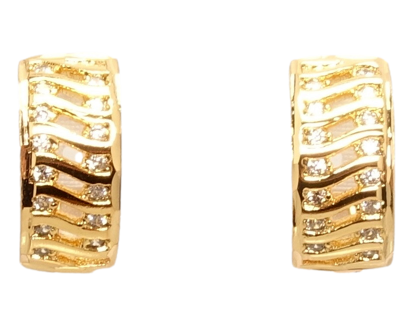 

Серьги Xuping Позолота 18K колечки "Полосатый узор с цирконием"