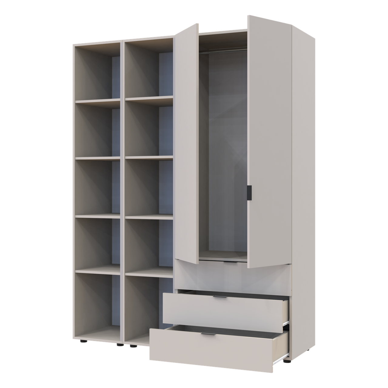 Розпашна Шафа для одягу Doros Гелар з 2 Етажерками Кашемір 2 ДСП 153.9х49.5х203.4 (80737644) 5