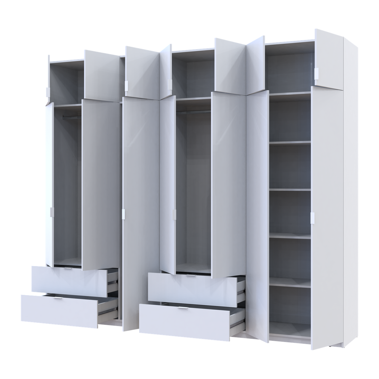 Розпашна Шафа для одягу Doros Лукас Білий 3+4 ДСП 280х50х240 (42005118) 2