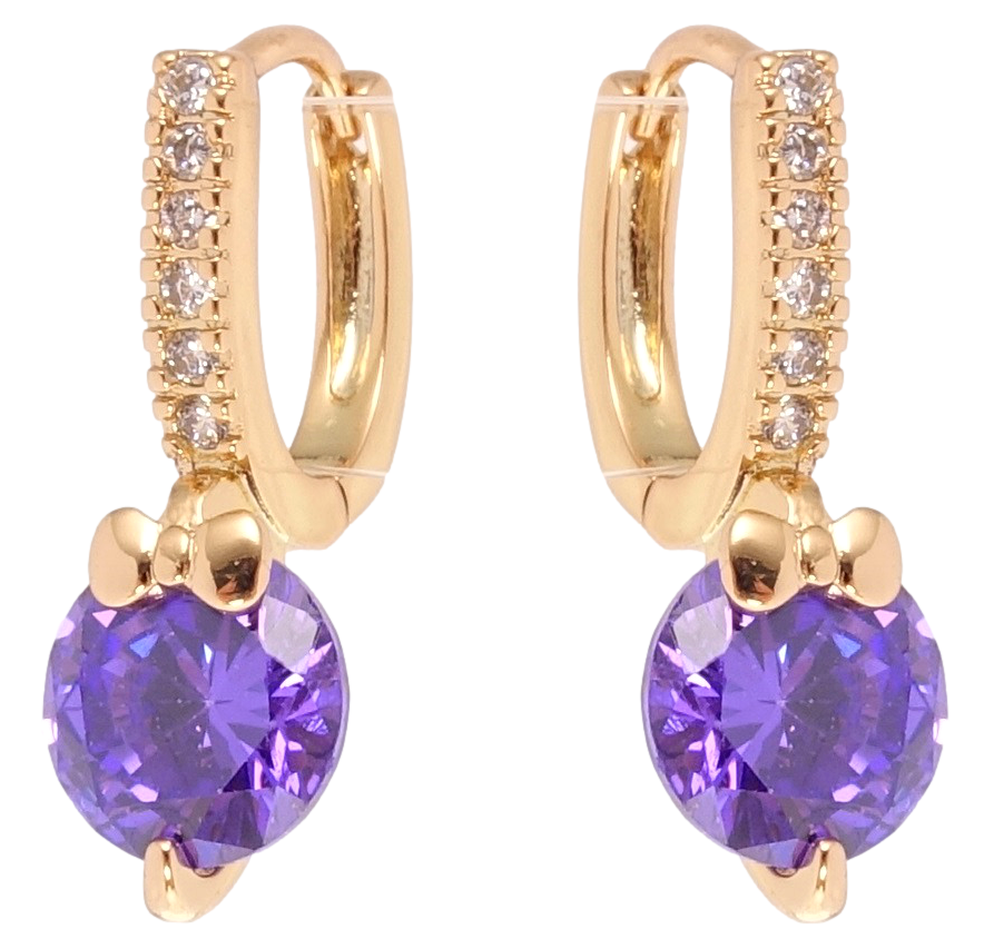 

Серьги Xuping Позолота 18K колечки "Сиреневый фианит с бантом"