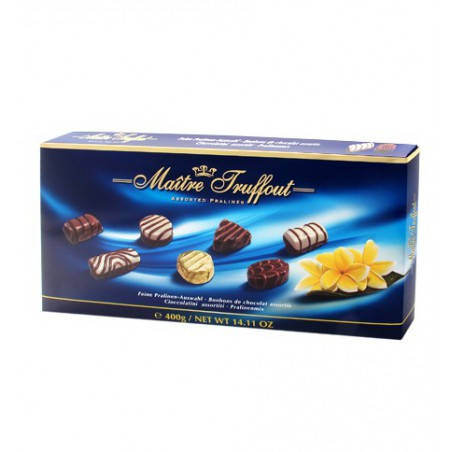 

Шоколадные конфеты в коробке Maitre Truffout Pralines, 400г, Австрия, Пралине, синие