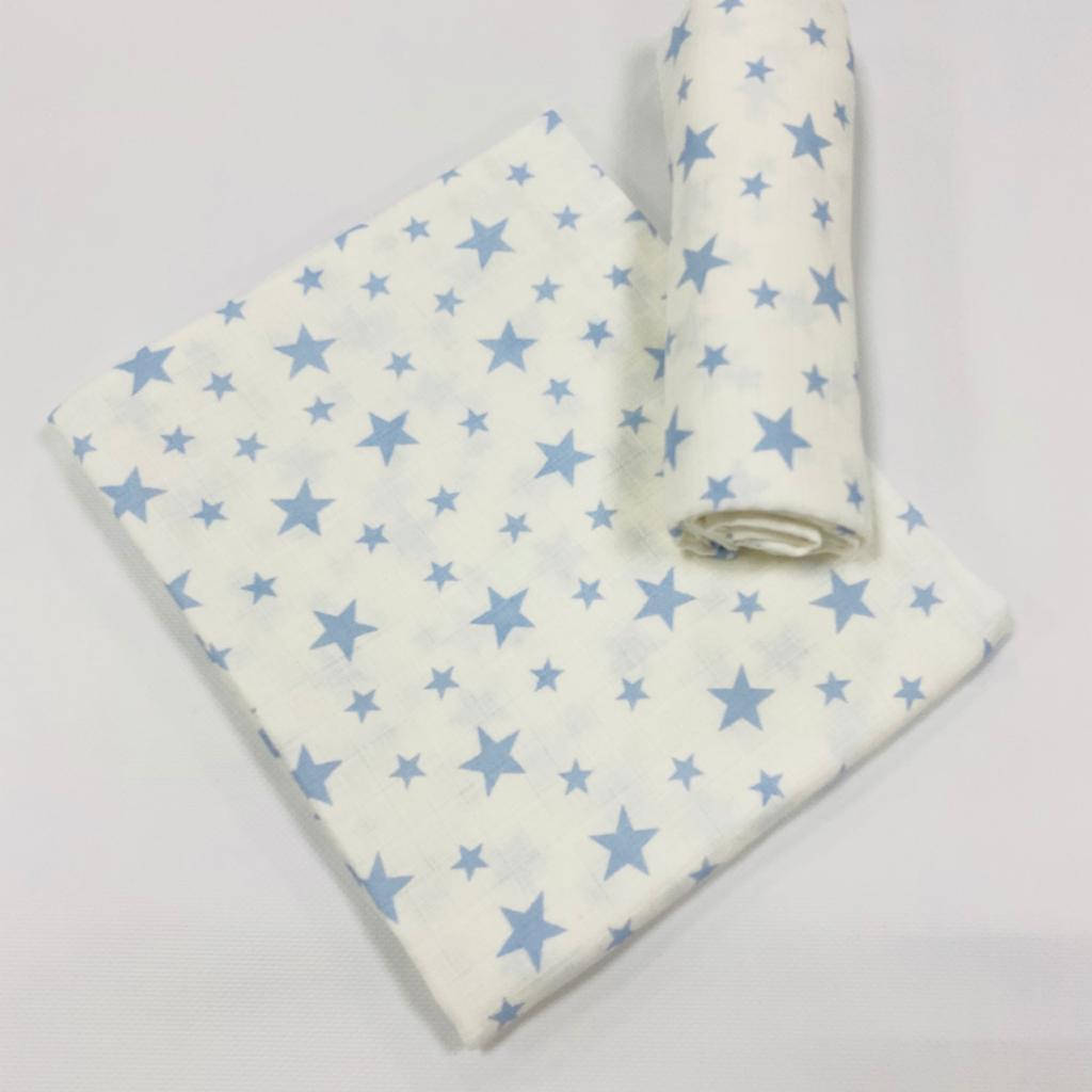 

Пеленка детская муслин двухслойный голубые звезды 80*100 см МП-156, Разные цвета