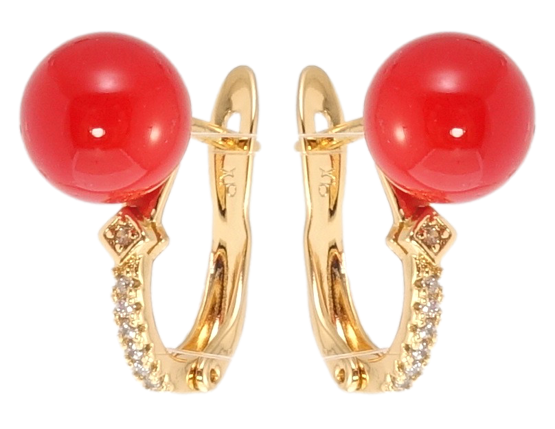 

Серьги Xuping Позолота 18K английский замок "Инкрустация цирконием с красными шариками"
