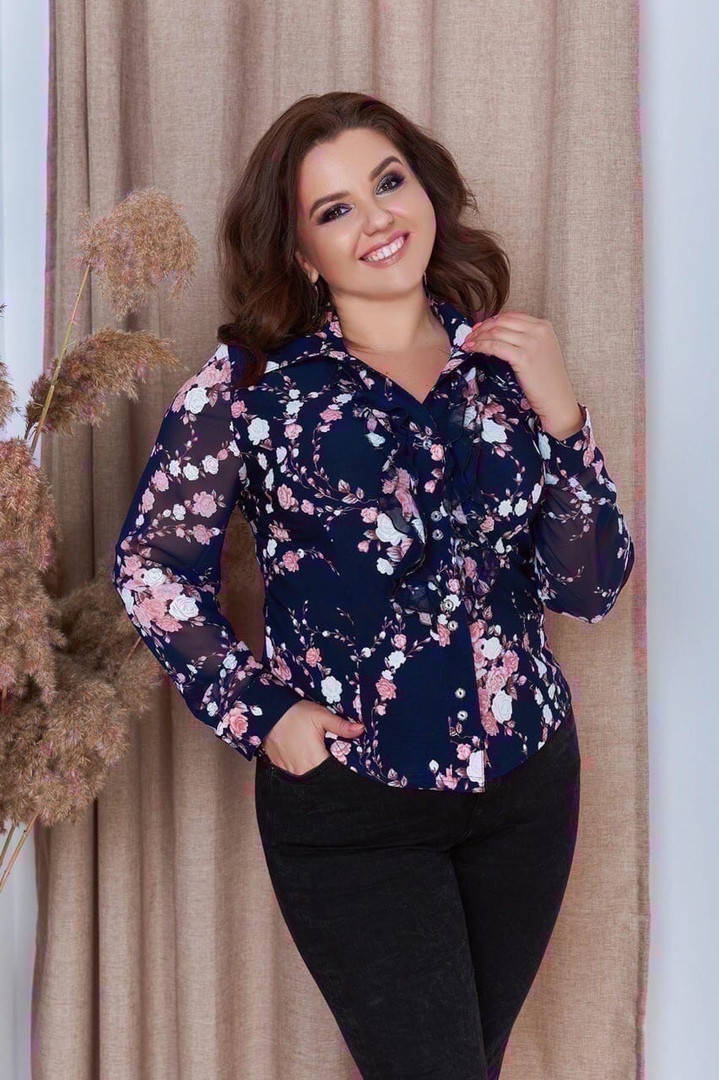 

Женская блузка из шифона., Темно-синий