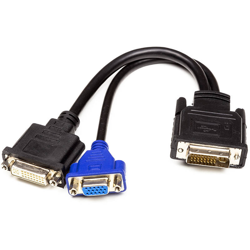 

Переходник PowerPlant DVI-I (M) - DVI-D (F) + VGA (F), 0.3 м, Черный