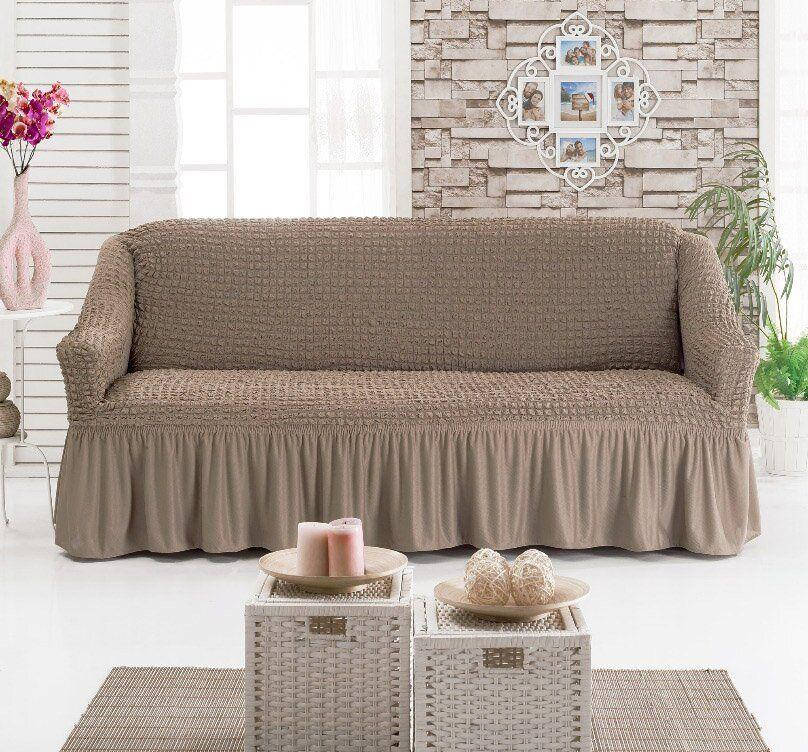 

Универсальный натяжной чехол на 2-3-х местный диван с юбкой Серо-коричневый № 2 (Турция)