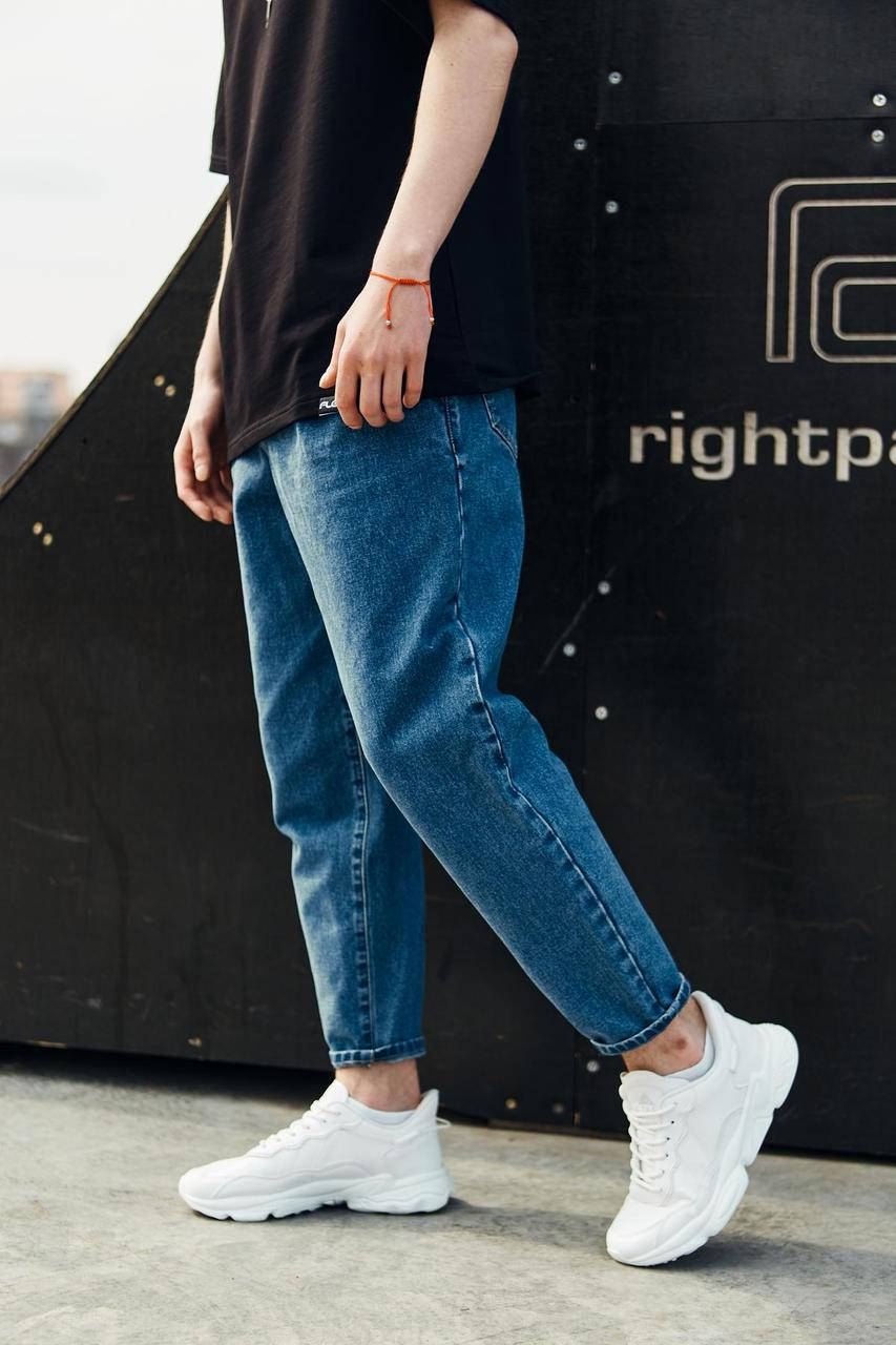 

Джинсы мужские Бананы осенние весенние ОВЕРСАЙЗ синий | Джинсовые брюки коттоновые