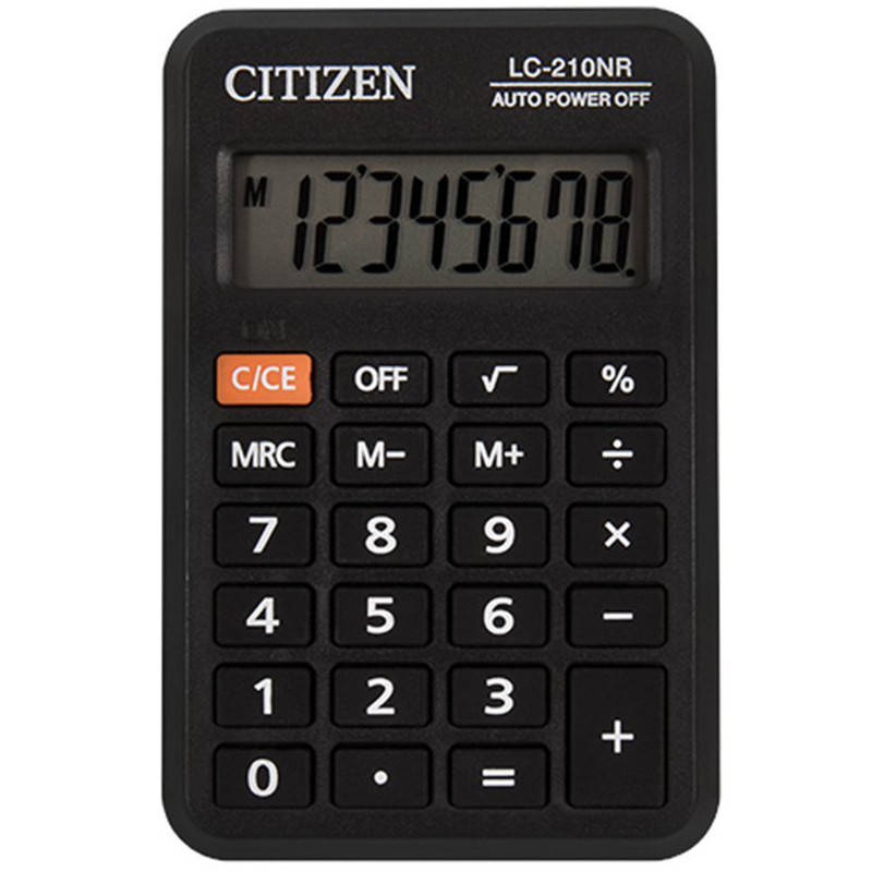 

Калькулятор карманный Citizen CT-210N 8-разрядный, Черный
