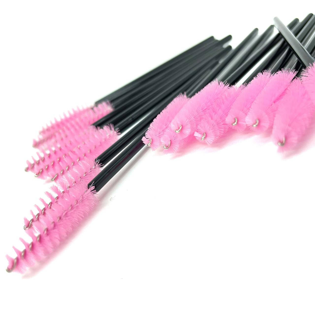 

Щіточка для вій нейлонова ручка чорна, ворс рожевий (50шт/уп)