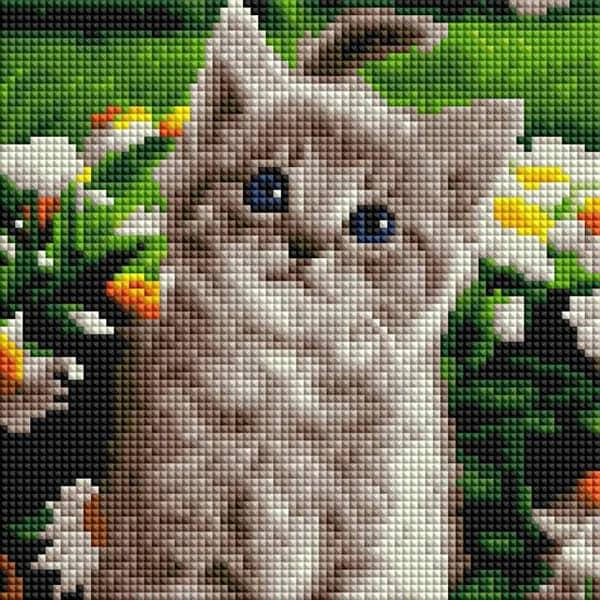 

Алмазная вышивка мозаика Котик 20х20 см