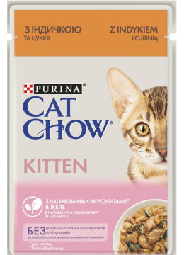 

Влажный порционный корм для котят нежные кусочки в желе с индейкой Purina Cat Chow Kitten 85 гр.