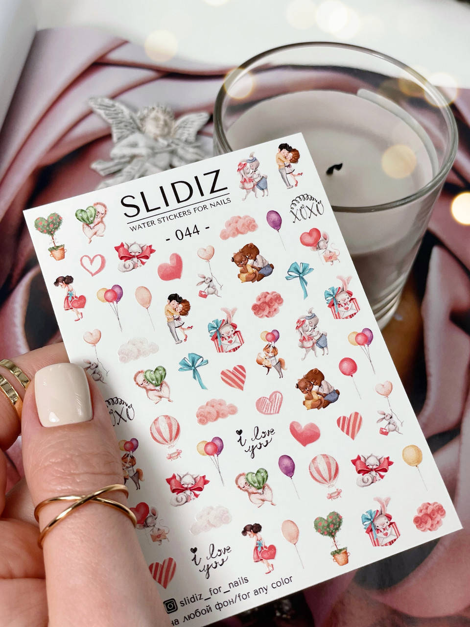 

Слайдер-дизайн SLIDIZ водная наклейка для ногтей на любой фон, день Св.Валентина