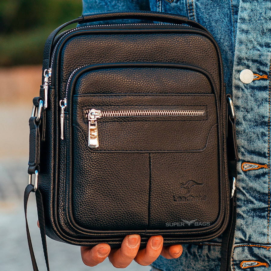 

Мужская качественная кожаная сумка через плечо Tiding Bag A25-9078A, Черный