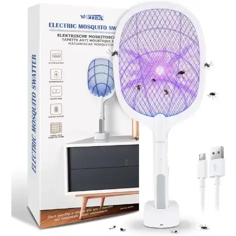 

Электрическая аккумуляторная мухобойка ракетка + лампа-ловушка комаров. Electric mosquito Swatter 2в1 ТМ