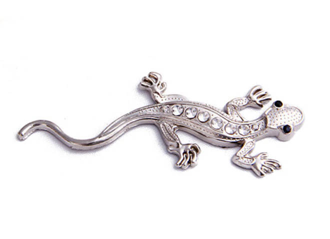 

Наклейка-эмблема 3D «Геккон со стразами» для автомобиля, хромированный метал.