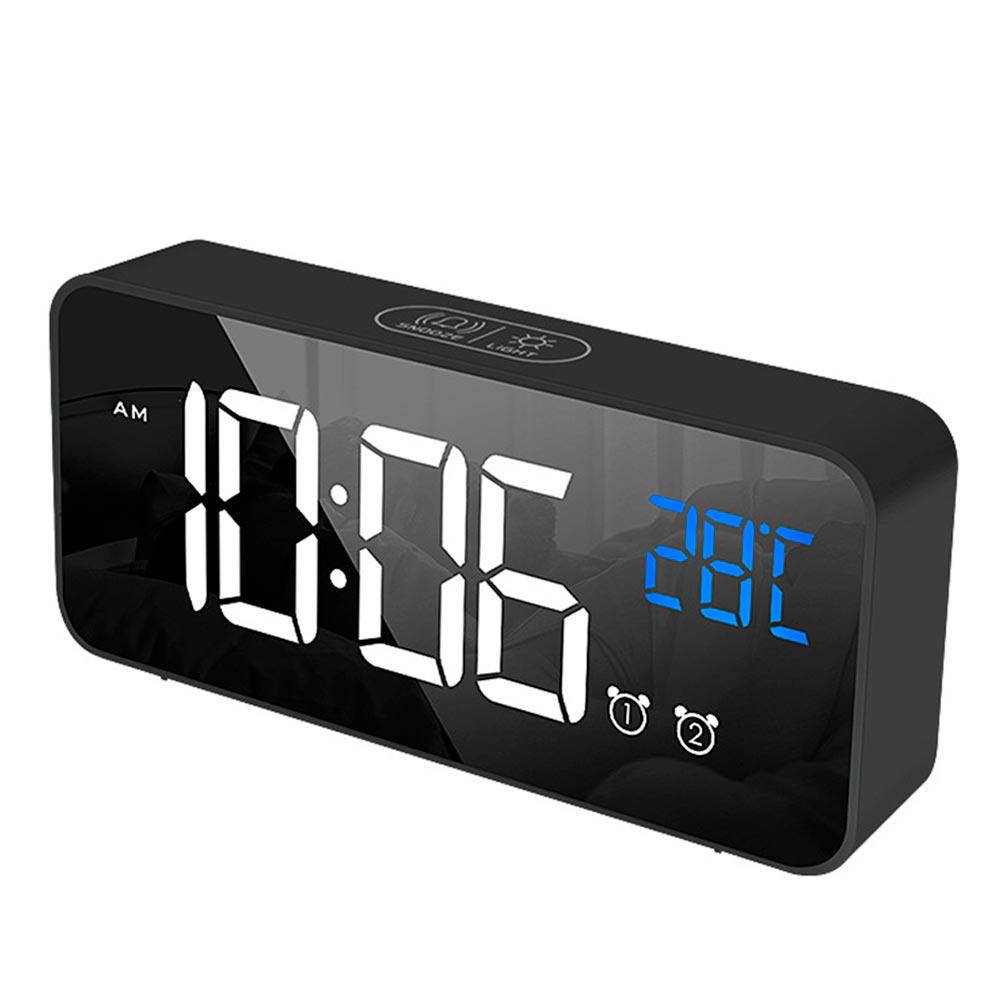 

Часы настольные электронные зеркальные Losso Premium (BT) с LED подсветкой и термометром (черные), будильник