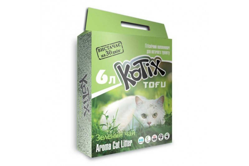

Kotix Tofu Соевый наполнитель для кошачьего туалета, с ароматом зеленого чая - 6 л
