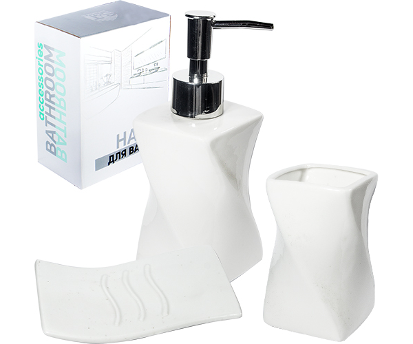 

Набір аксесуарів для ванної кімнати S&T 3 пр., білий