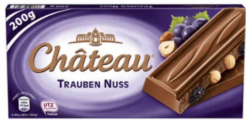 

Шоколад Château Trauben Nuss молочный изюм+цельный орех 200г
