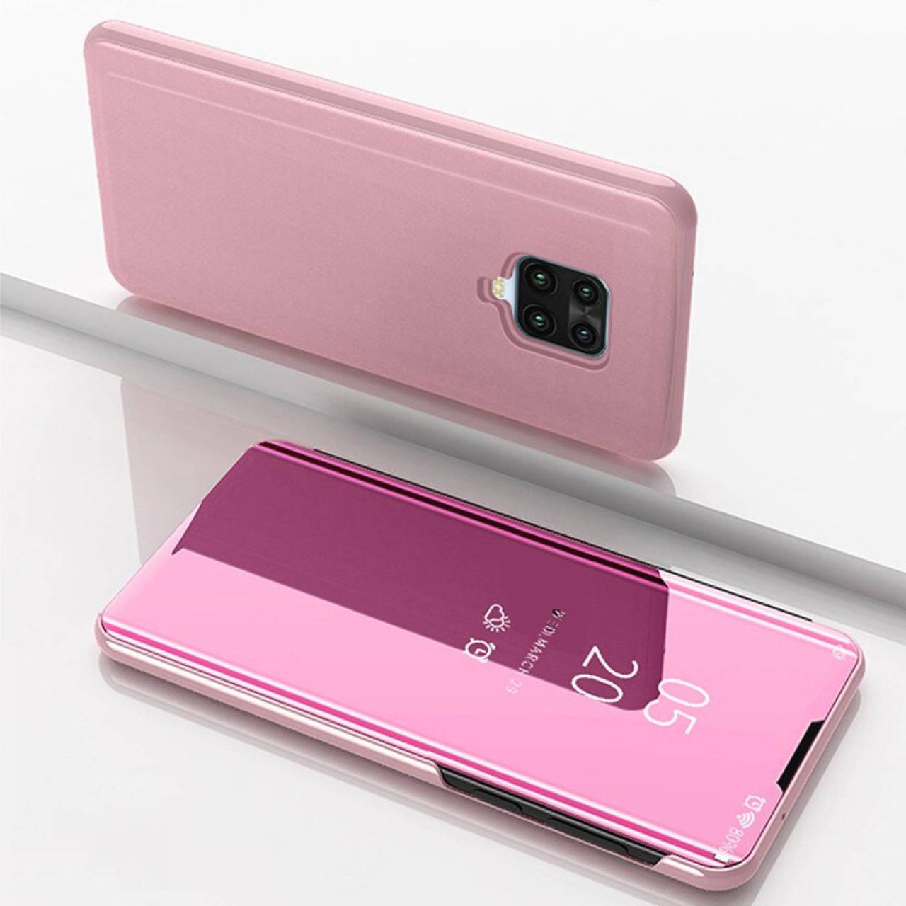 

Чехол Mirror для Xiaomi Redmi Note 9 Pro книжка зеркальный Clear View Rose Gold, Розовое золото
