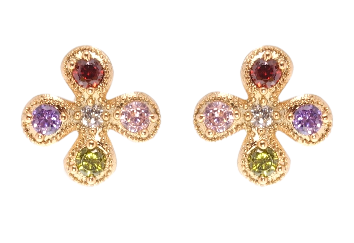 

Серьги Xuping Позолота 18K гвоздики (пусеты) "Цветочки с цветным цирконием"
