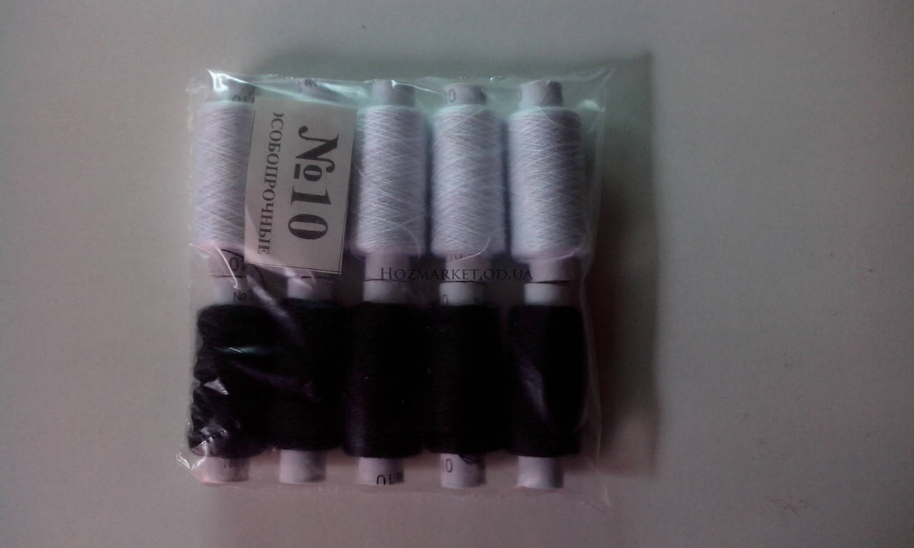 

Нитка швейная №10 черно-белая