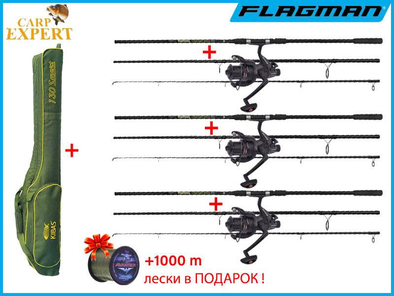 

Набор для ловли карпа. Удилища Carp Hunter + Катушки Flagman с бейтранером 6000 + Чехол для удилищ с катушками 3.9