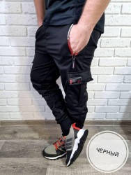 

Спортивные штаны мужские с манжетами, трикотаж, черный размер 46-48