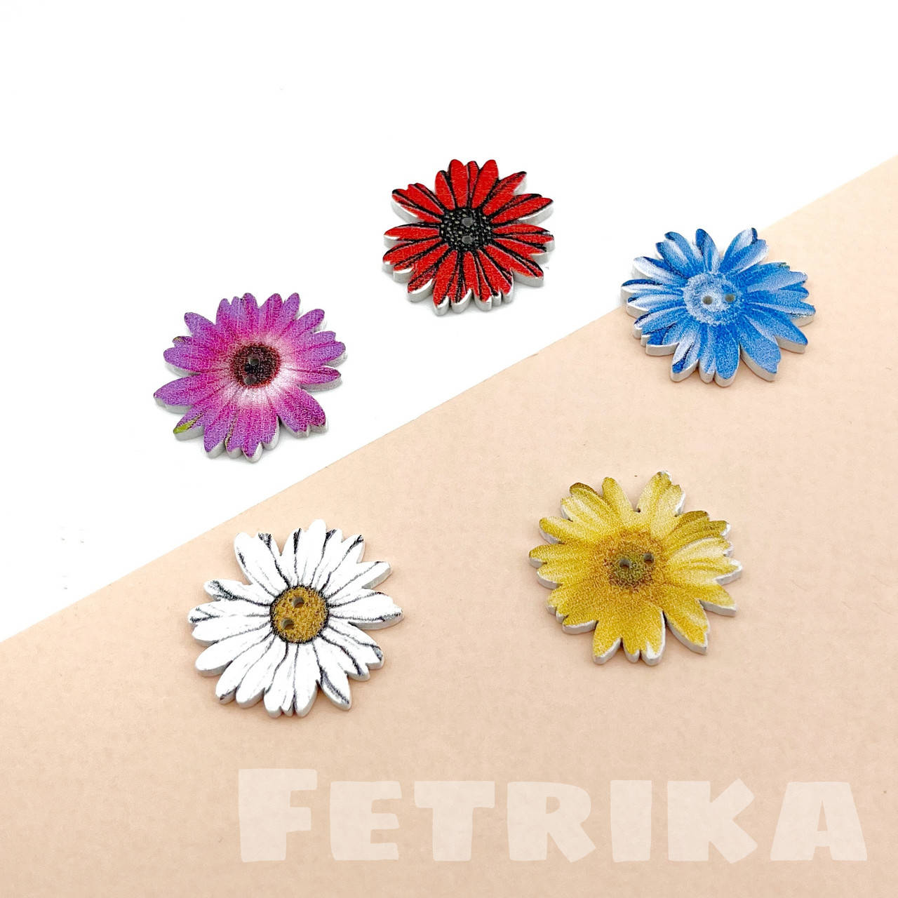 

Пуговицы “Хризантемы" деревянные, 25*25 мм, Микс, Разные цвета