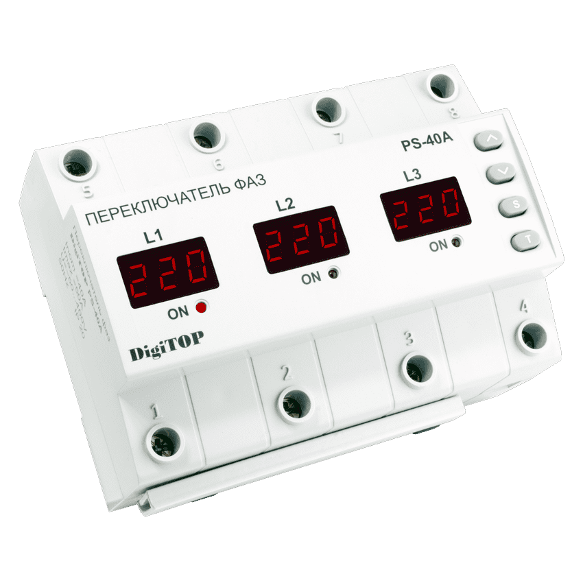 

Переключатель фаз однофазный для трехфазной сети DigiTOP PS-40A