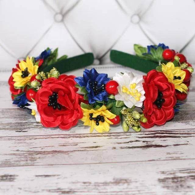 

Веночек на обруче. Веночек под вышиванку. Украинский веночек 4552В