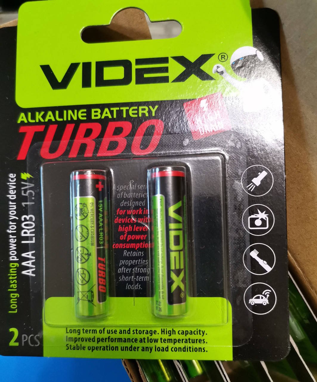 

Батарейка AAA LR03 ALKALINE Turbo VIDEX 1,5V Блистер 2шт.