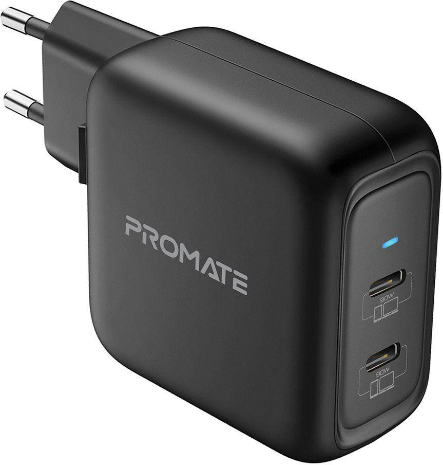 

Сетевое зарядное устройство Promate GaNPort-90PD 90 Вт 2хUSB-C Black, Черный