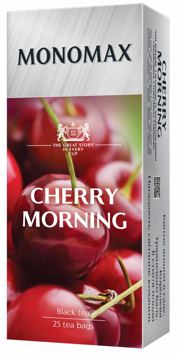 

Чай "МОНОМАХ" 25ф/п*1,5г Cherry Morning Чорний Вишня з/я (1/18)