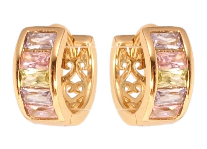 

Серьги Xuping Позолота 18K колечки "Цветная дорожка прямоугольных кристаллов"