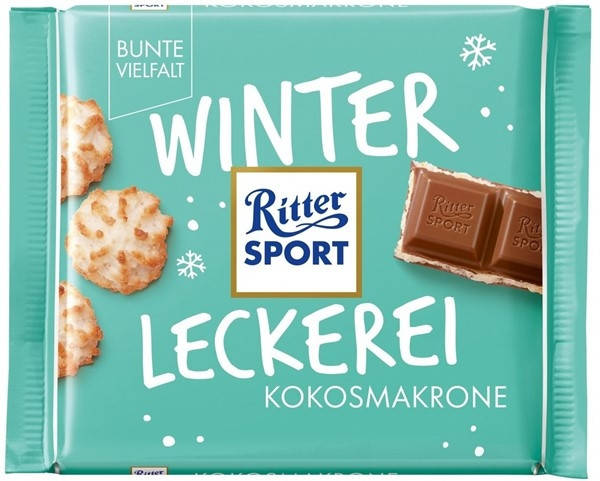 

Молочный шоколад Ritter Sport с начинкою кокос и макарунами 100г