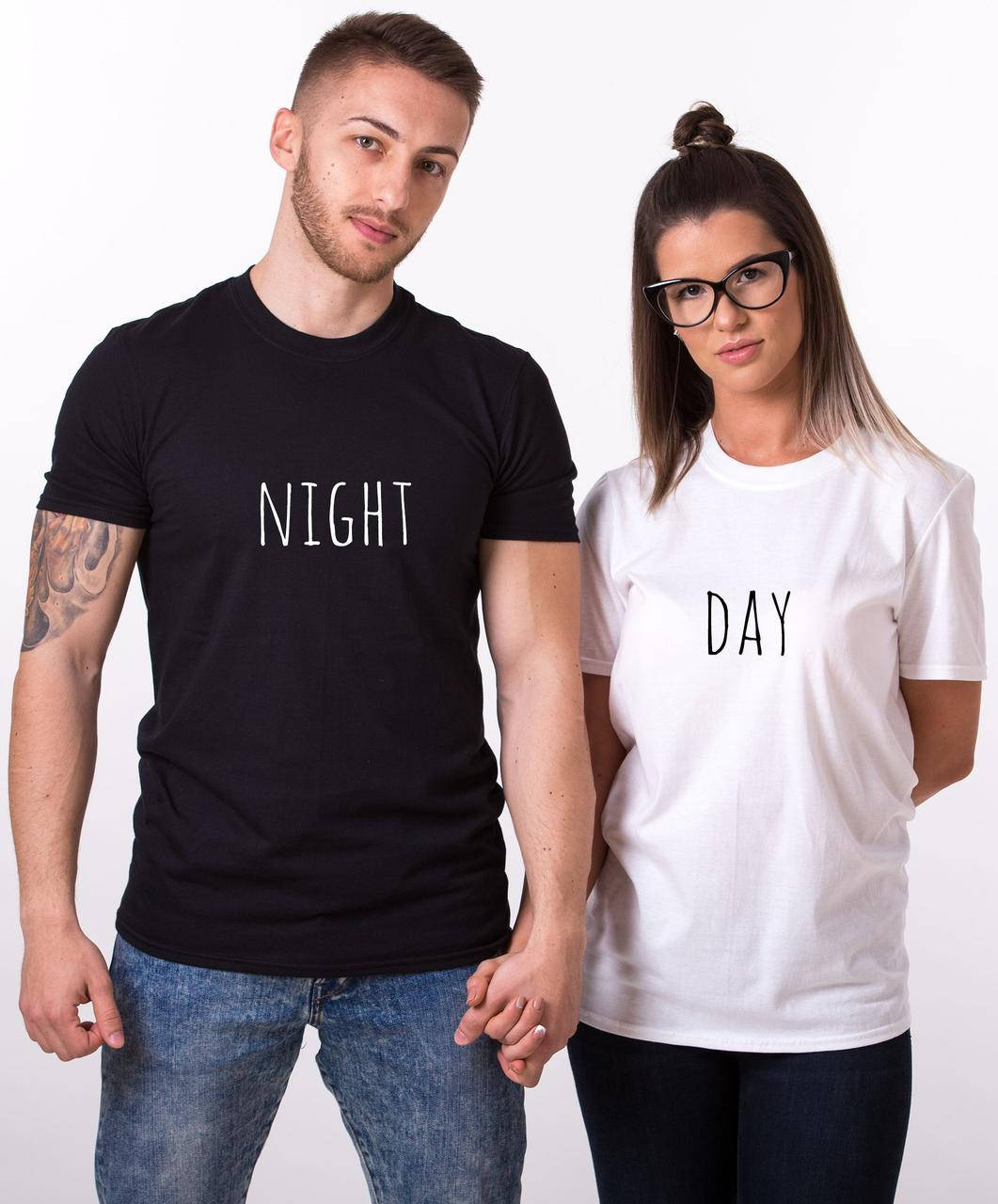 

Парные футболки. Мужская и женская футболка. Day and night