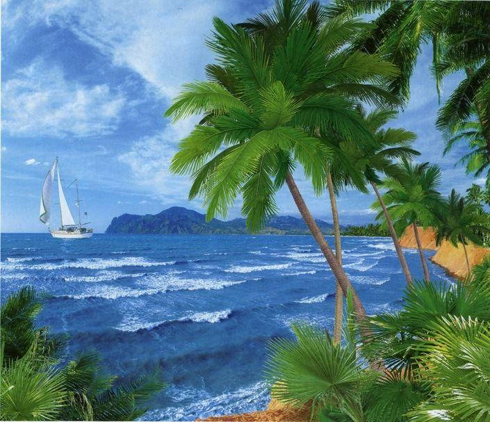 

Фотообои бумажные на стену, 201х242 см "Багамы", фотообои готовые, фотообои природа, 15 листов