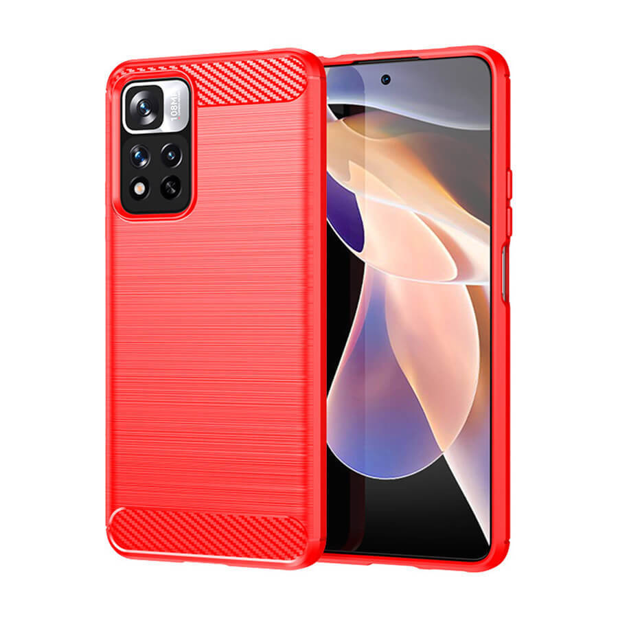 

Чехол Lenuo Carbon Fiber для POCO X4 Pro 5G Red, Красный