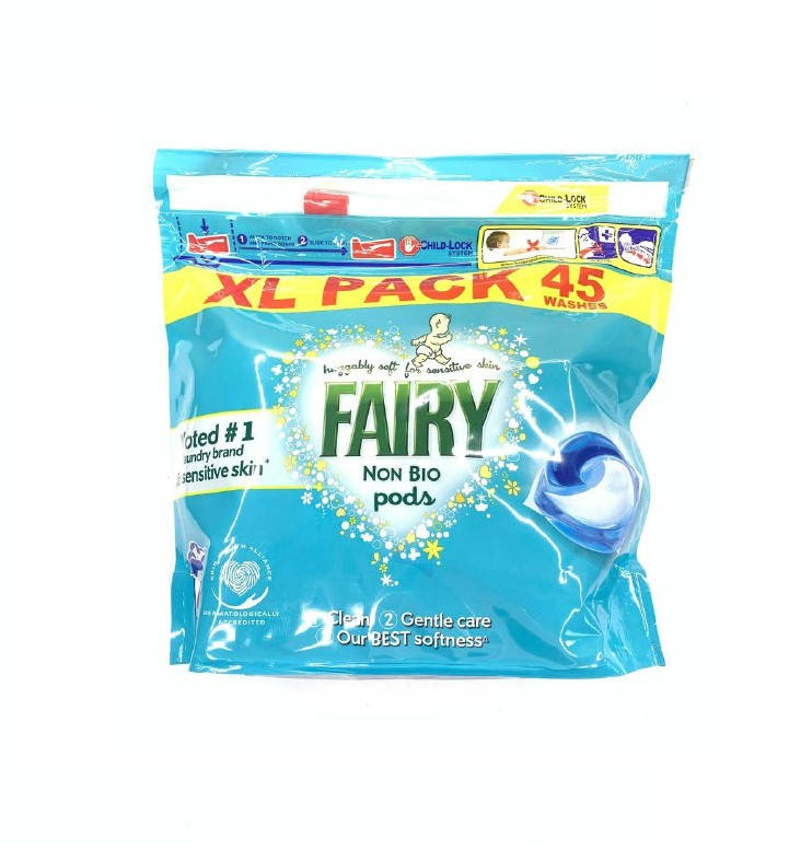 

Капсулы для стирки детского белья Fairy Non Bio pods, XL 45шт. Original