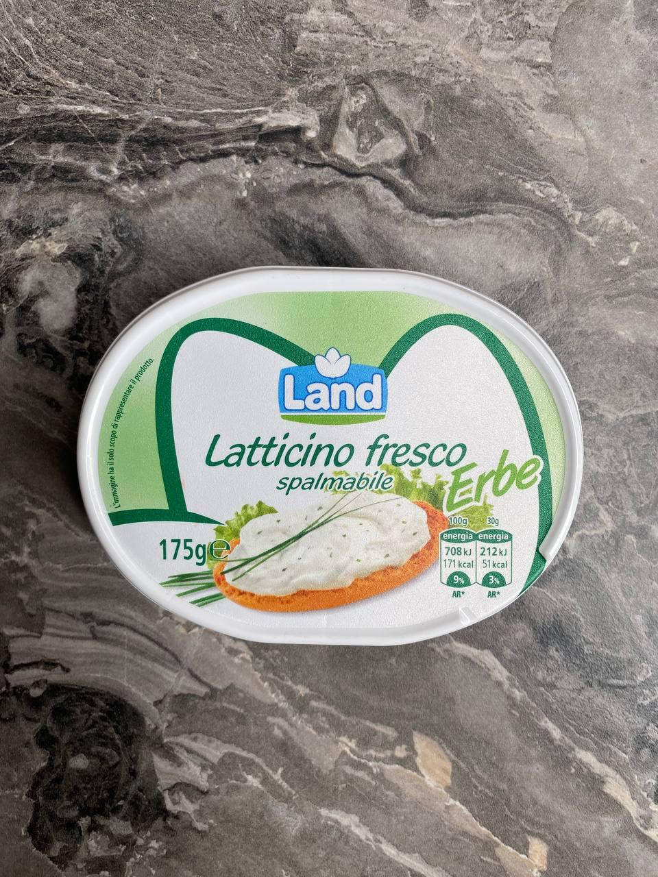 

Крем сыр Land Latticino fresco erbe с травами 175 грм