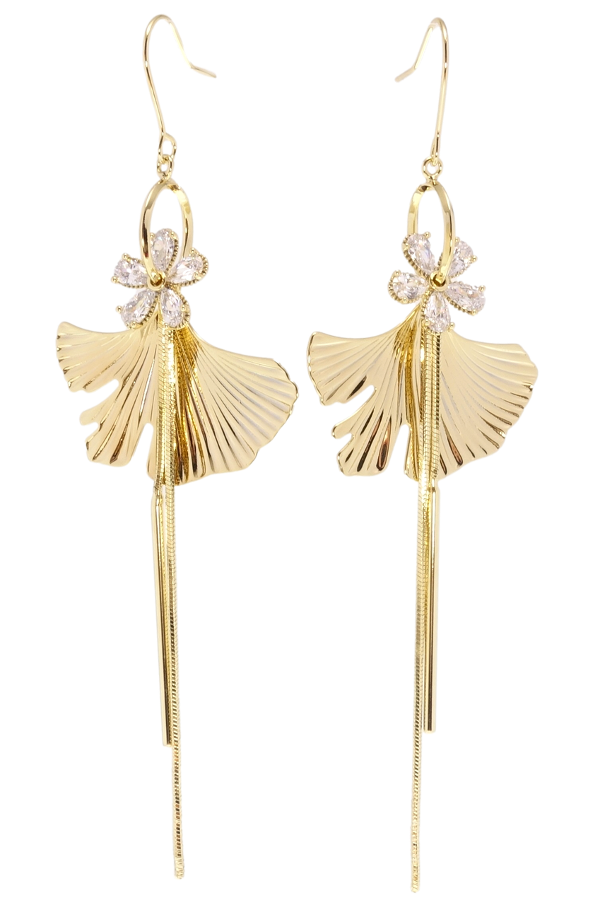 

Серьги Xuping Позолота 14K подвески французский замок "Кристальные цветочки" узор на одну сторону