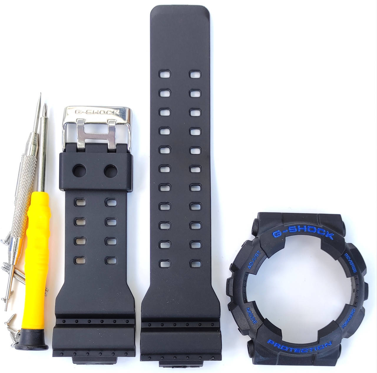 

Casio ремешок, безель (рант) для часов G-SHOCK GA-100 / GA-110 / GA-120 GD-100 GD-120 Матовый Черный с синим