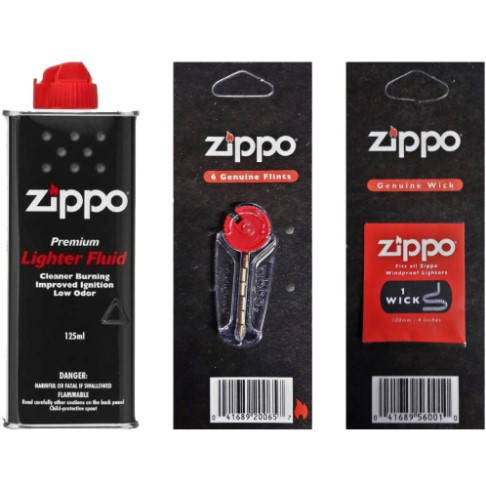 

Комплект Zippo Бензин 125 мл 3141 + Кремни 2406 + Фитиль 2425