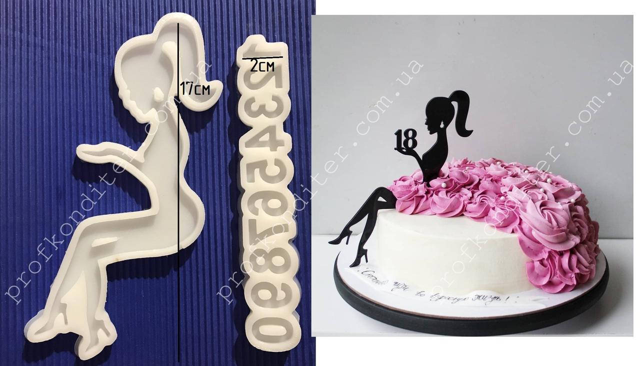 

ЭКСКЛЮЗИВ! Силиконовый Молд для карамели и др "Девушка для топера + цифры на руку"