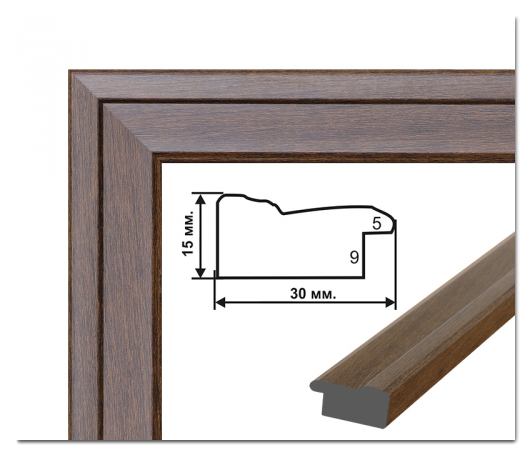 

Багетная рамка для картины по номерам (рельефное темное дерево 3 см) 40х50