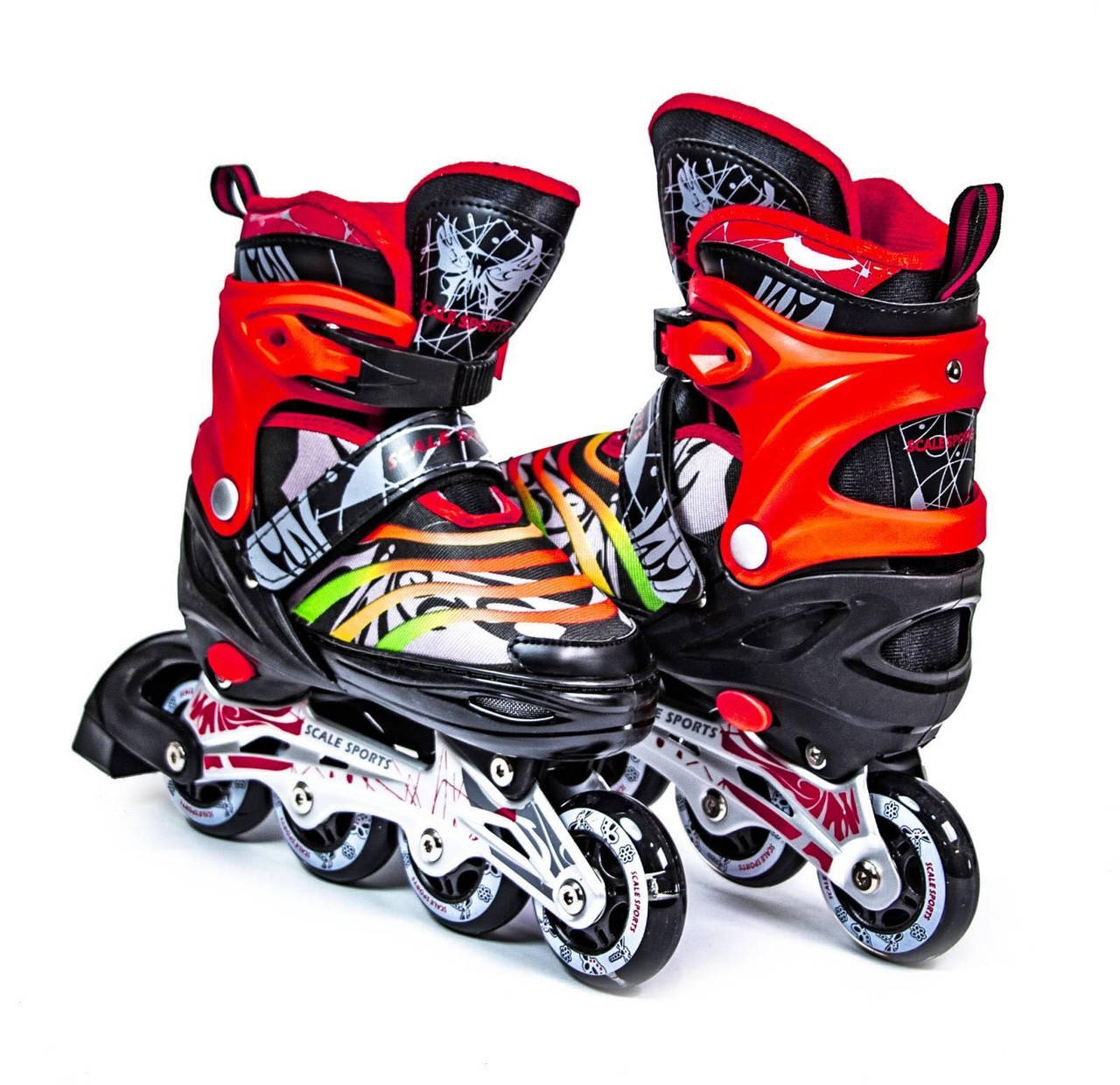 

Ролики раздвижные Scale Sports красно-черные, Красный